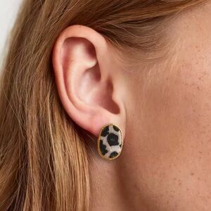 18k Gold Plated *Leopard Print Oval* Earrings
